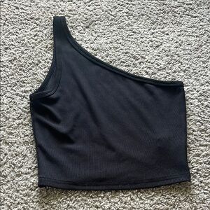 SHEIN Black Asymmetrical Crop Tank Top